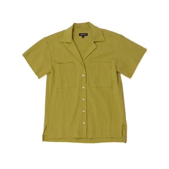 Ilana Kohn Chelito Shirt, Avo (lime green) Short Sleeve Blouse Small - Picture 1 of 8
